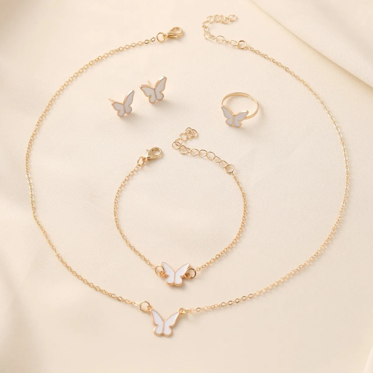 White Butterfly Jewelry Set: Elegance Grace Collection