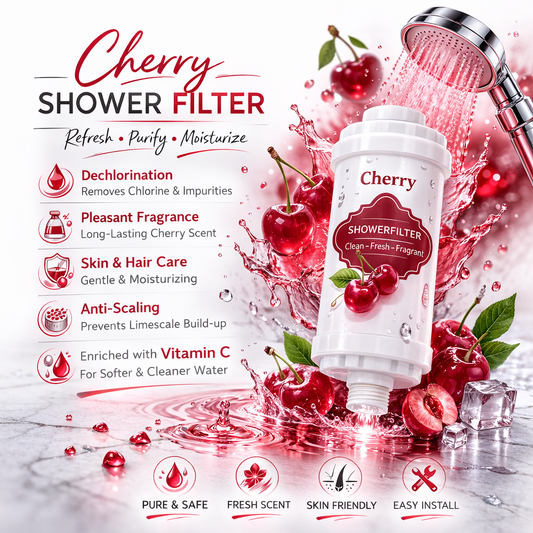 Cherry Vitamin C Shower Water Filter – Dechlorinating & Anti-Scaling Perfume Filter