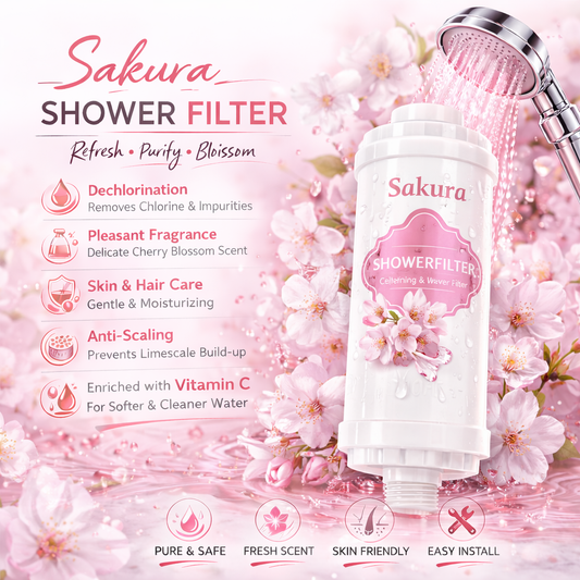 Sakura Vitamin C Shower Water Filter – Dechlorinating & Anti-Scaling Perfume Filter